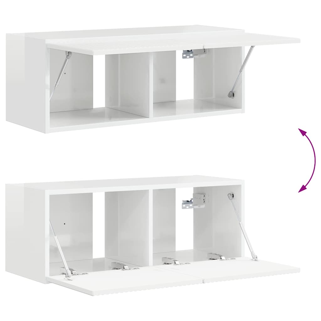 TV zidni ormar Zidne 2 pcs Sjajno bijelo 78,5 x 31 x 29,5 cm