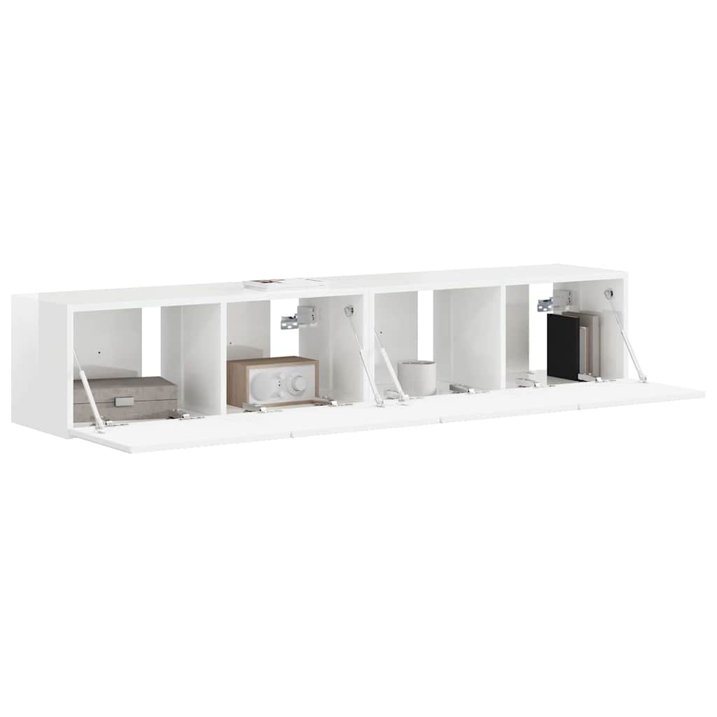 TV zidni ormar Zidne 2 pcs Sjajno bijelo 78,5 x 31 x 29,5 cm