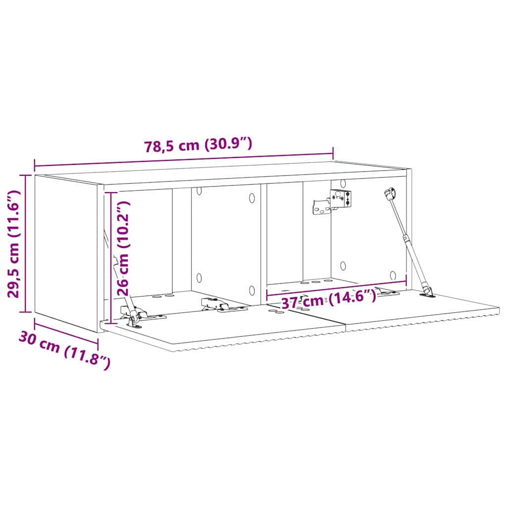 TV zidni ormar Zidne Siva Sonoma 78,5 x 31 x 29,5 cm