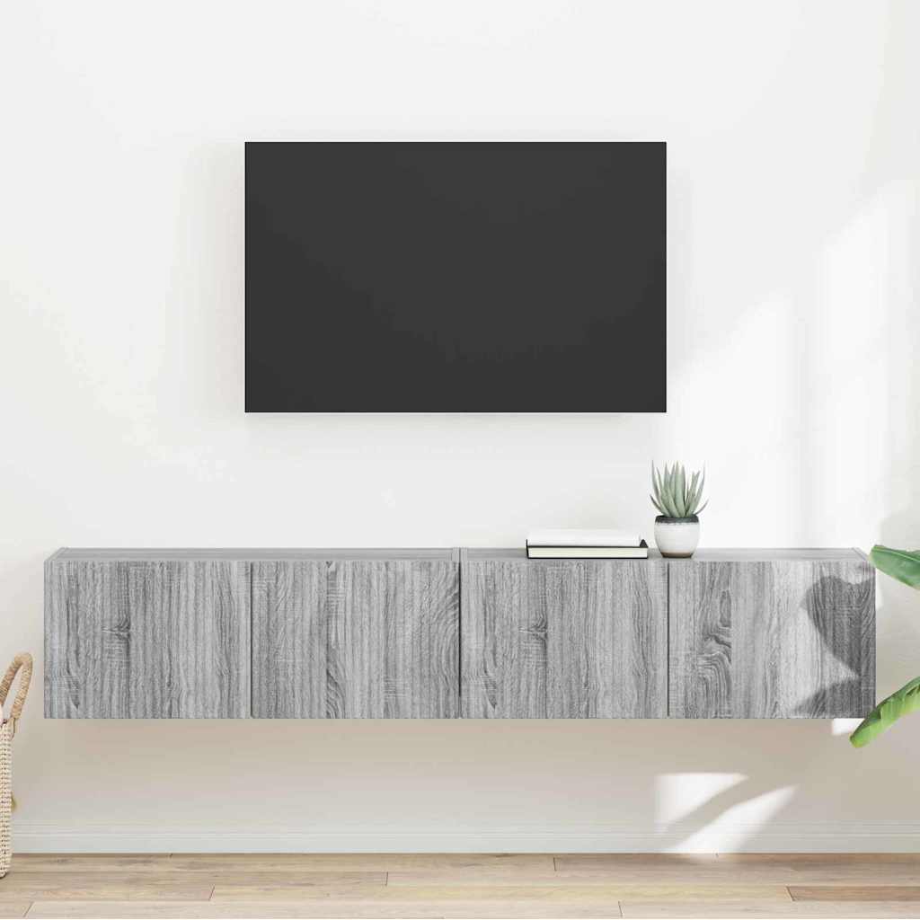 TV zidni ormar Zidne 2 pcs Siva Sonoma 78,5 x 31 x 29,5 cm