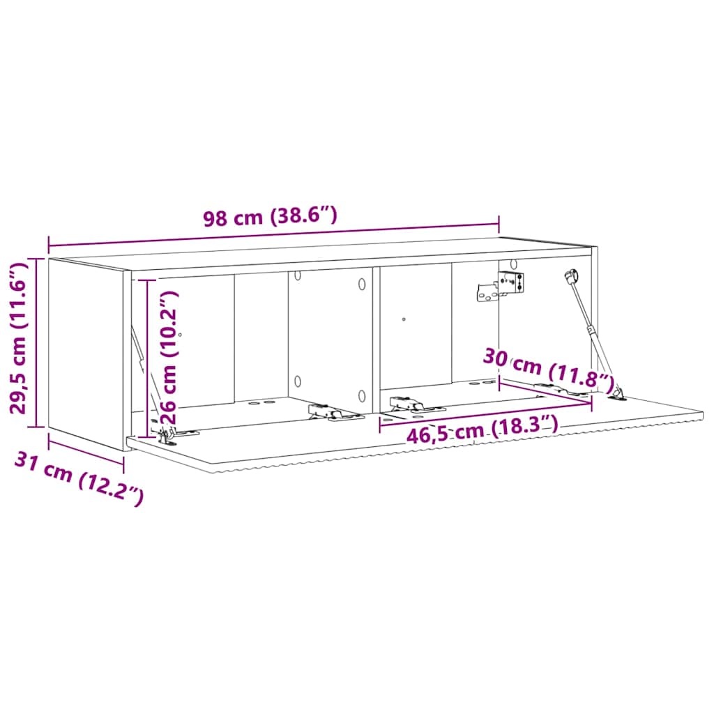 TV zidni ormar Zidne Beton 98 x 31 x 29,5 cm Konstruirano drvo