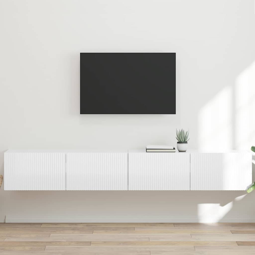 TV zidni ormar Zidne 2 pcs Sjajno bijelo 98 x 31 x 29,5 cm