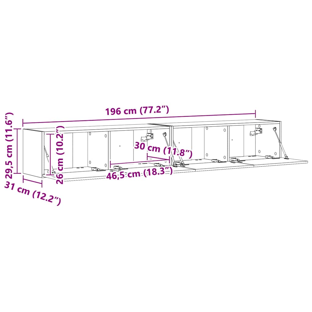TV zidni ormar Zidne 2 pcs Staro drvo 98 x 31 x 29,5 cm