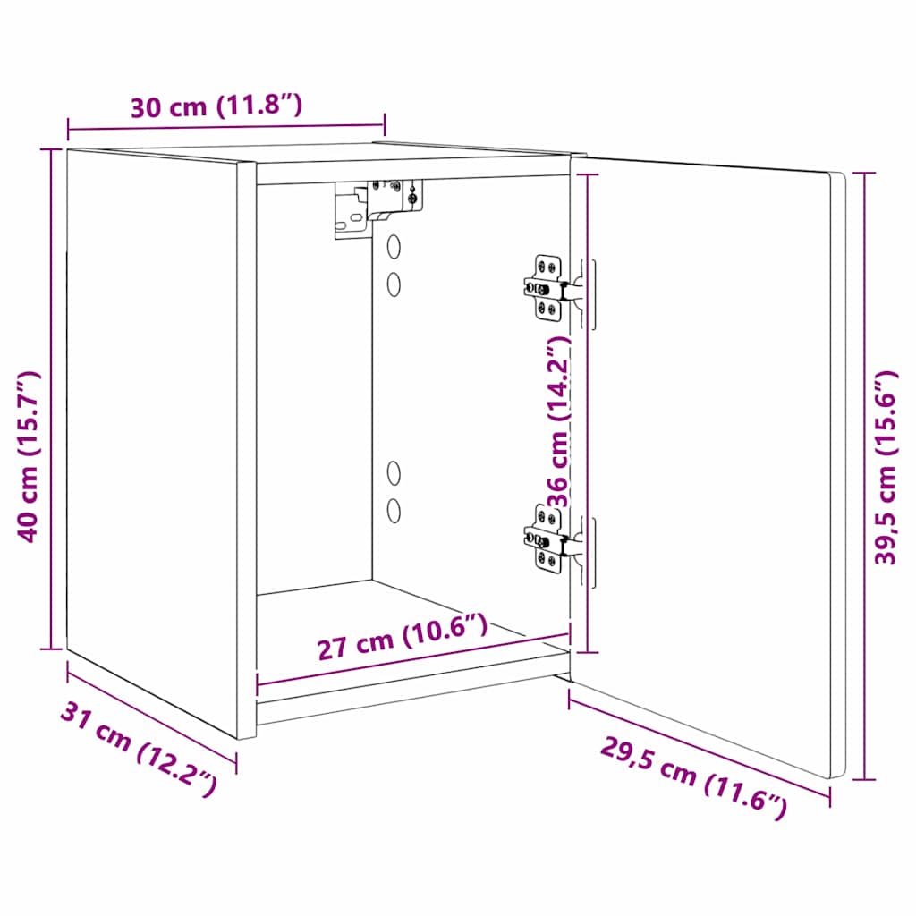 TV zidni ormar Zidne Beton 30 x 31 x 40 cm Konstruirano drvo