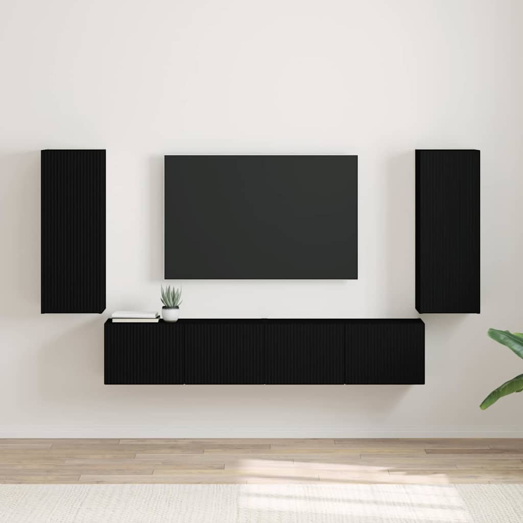 TV zidni ormar 2 pcs Crna 30 x 31 x 80 cm Konstruirano drvo