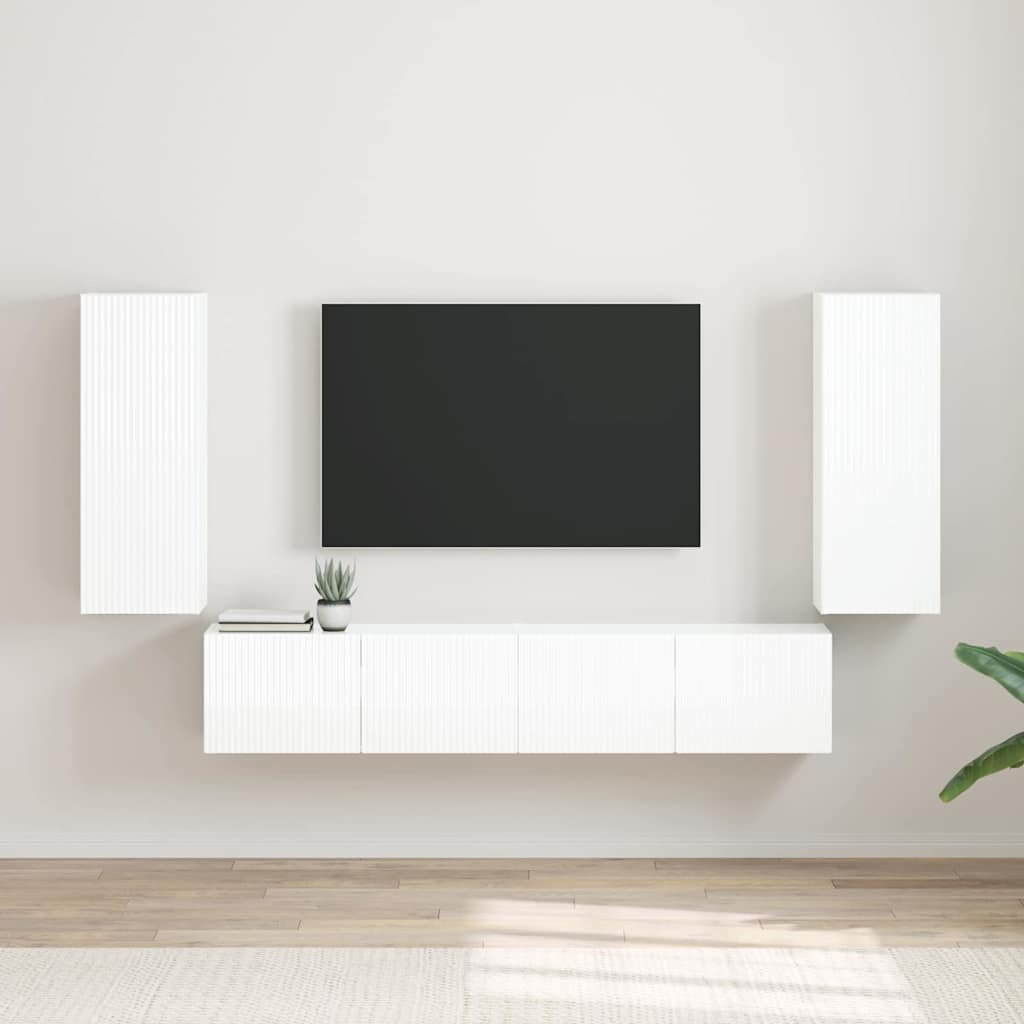 TV zidni ormar Zidne 2 pcs Sjajno bijelo 30 x 31 x 80 cm