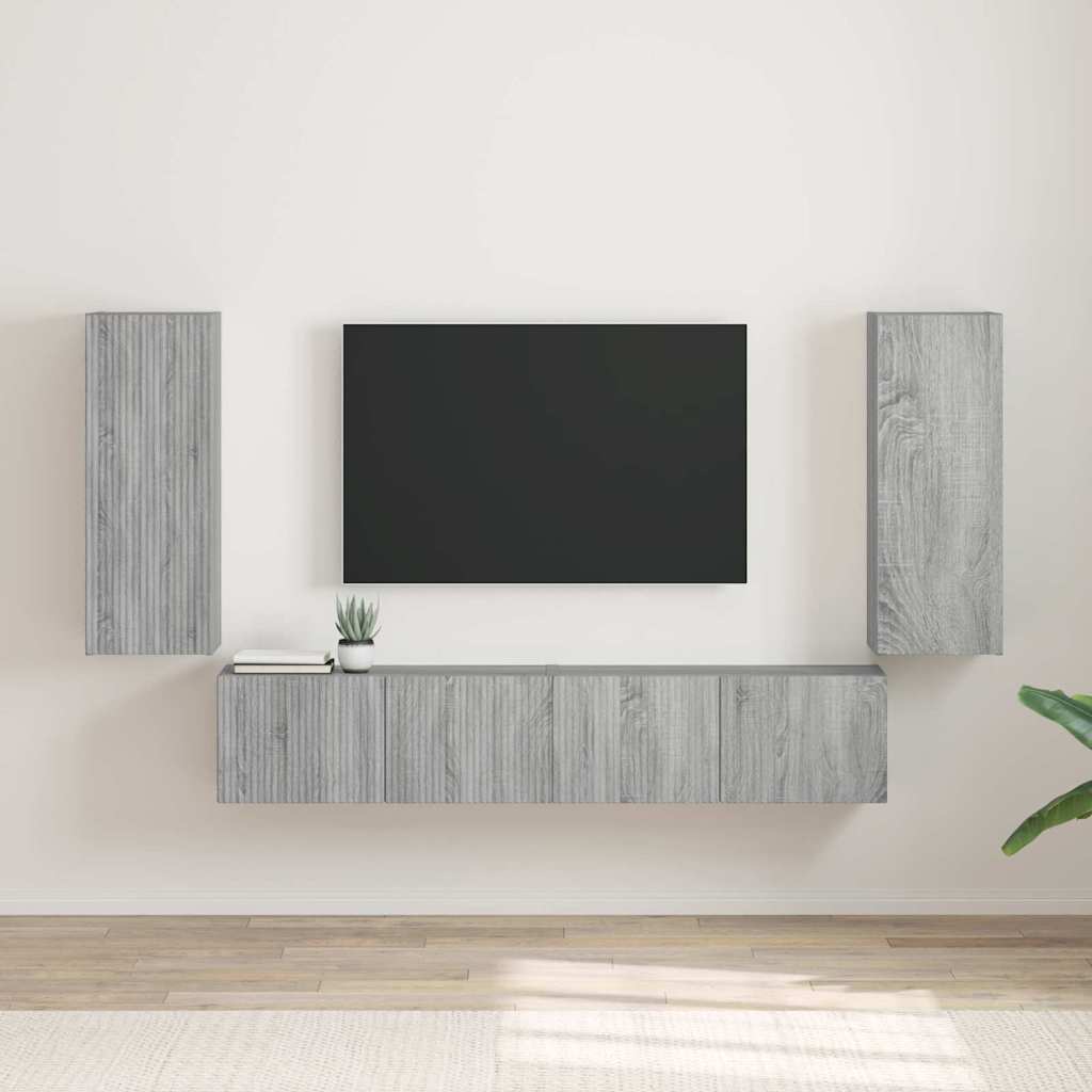 TV zidni ormar Zidne 2 pcs Siva Sonoma 30 x 31 x 80 cm
