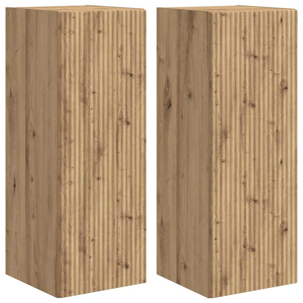 TV zidni ormar 2 pcs Umjetnička hrastovina 30 x 31 x 80 cm