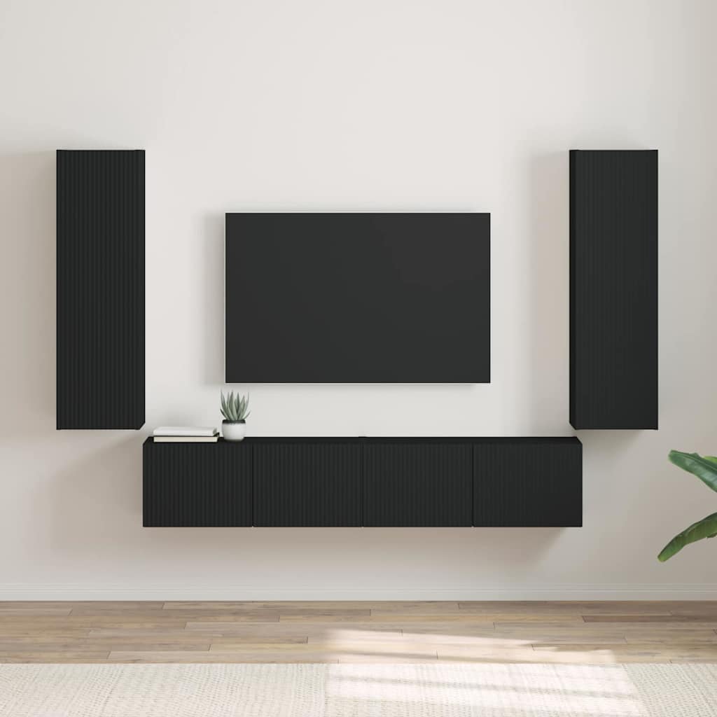 TV zidni ormar 2 pcs Crna 30 x 31 x 100 cm Konstruirano drvo