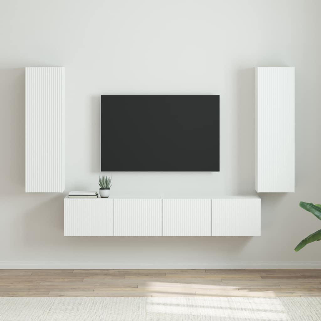TV zidni ormar Zidne 2 pcs Sjajno bijelo 30 x 31 x 100 cm