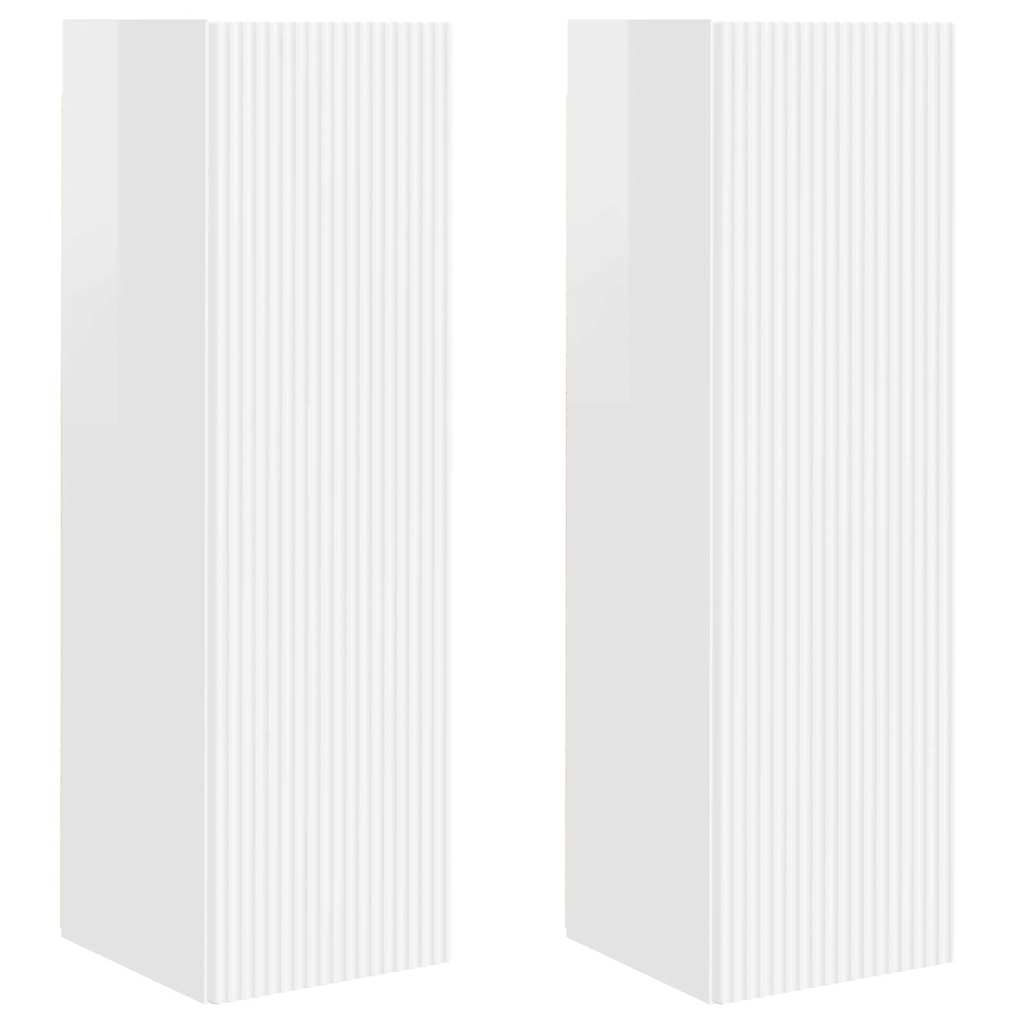 TV zidni ormar Zidne 2 pcs Sjajno bijelo 30 x 31 x 100 cm