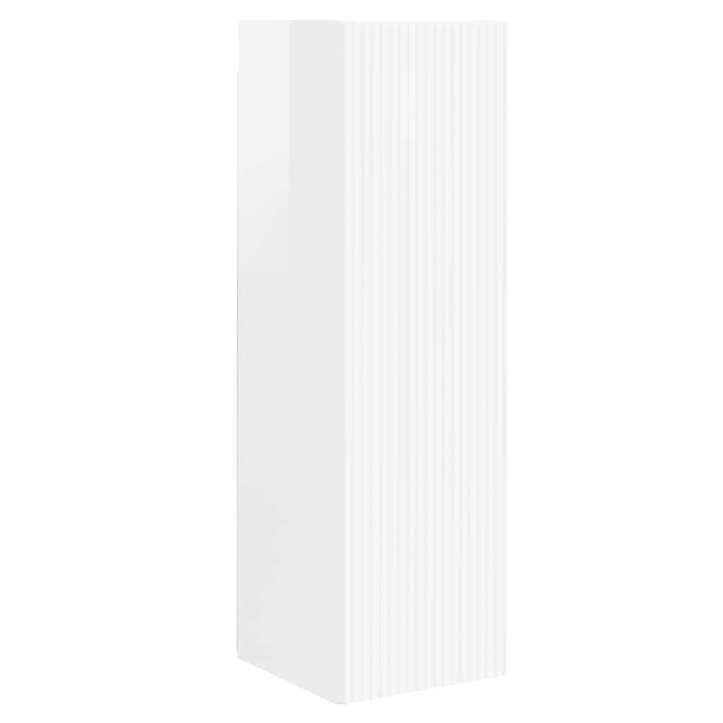 TV zidni ormar Zidne 2 pcs Sjajno bijelo 30 x 31 x 100 cm