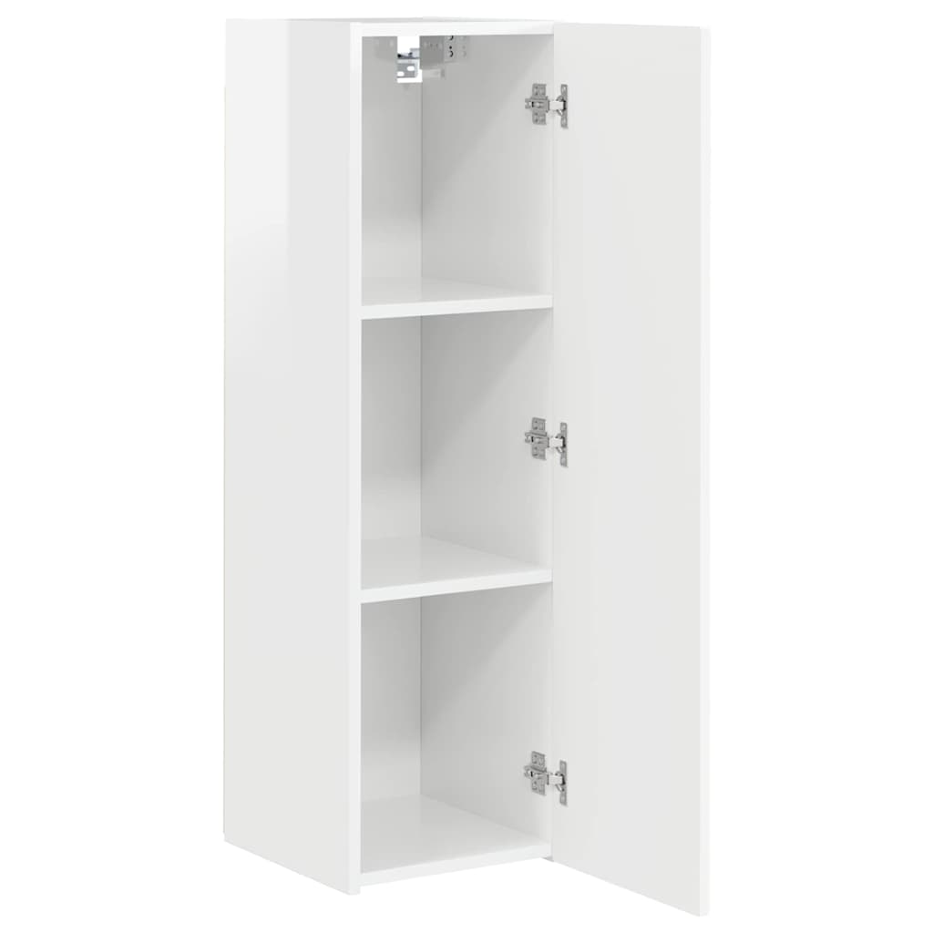 TV zidni ormar Zidne 2 pcs Sjajno bijelo 30 x 31 x 100 cm