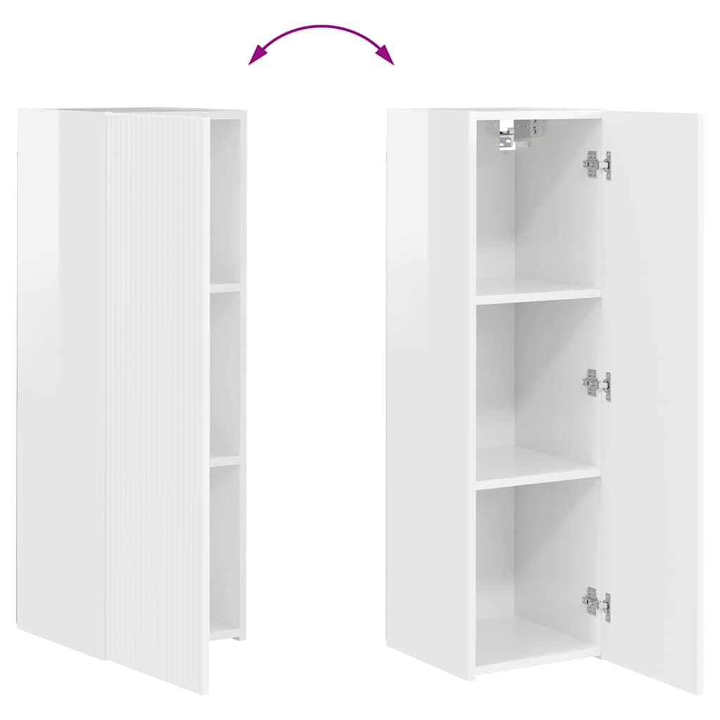 TV zidni ormar Zidne 2 pcs Sjajno bijelo 30 x 31 x 100 cm