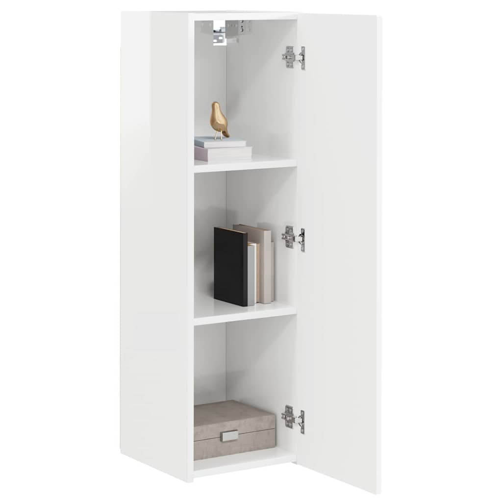 TV zidni ormar Zidne 2 pcs Sjajno bijelo 30 x 31 x 100 cm