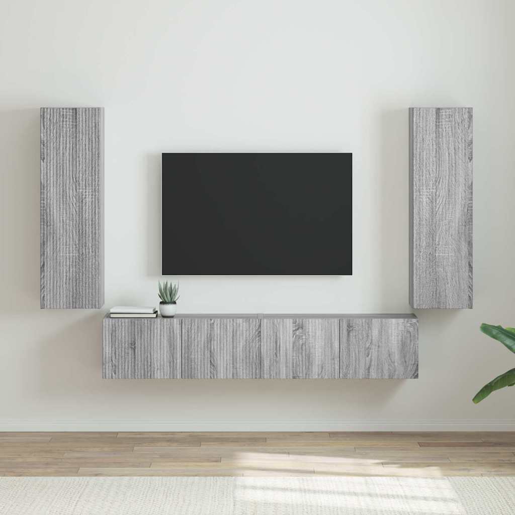 TV zidni ormar Zidne 2 pcs Siva Sonoma 30 x 31 x 100 cm