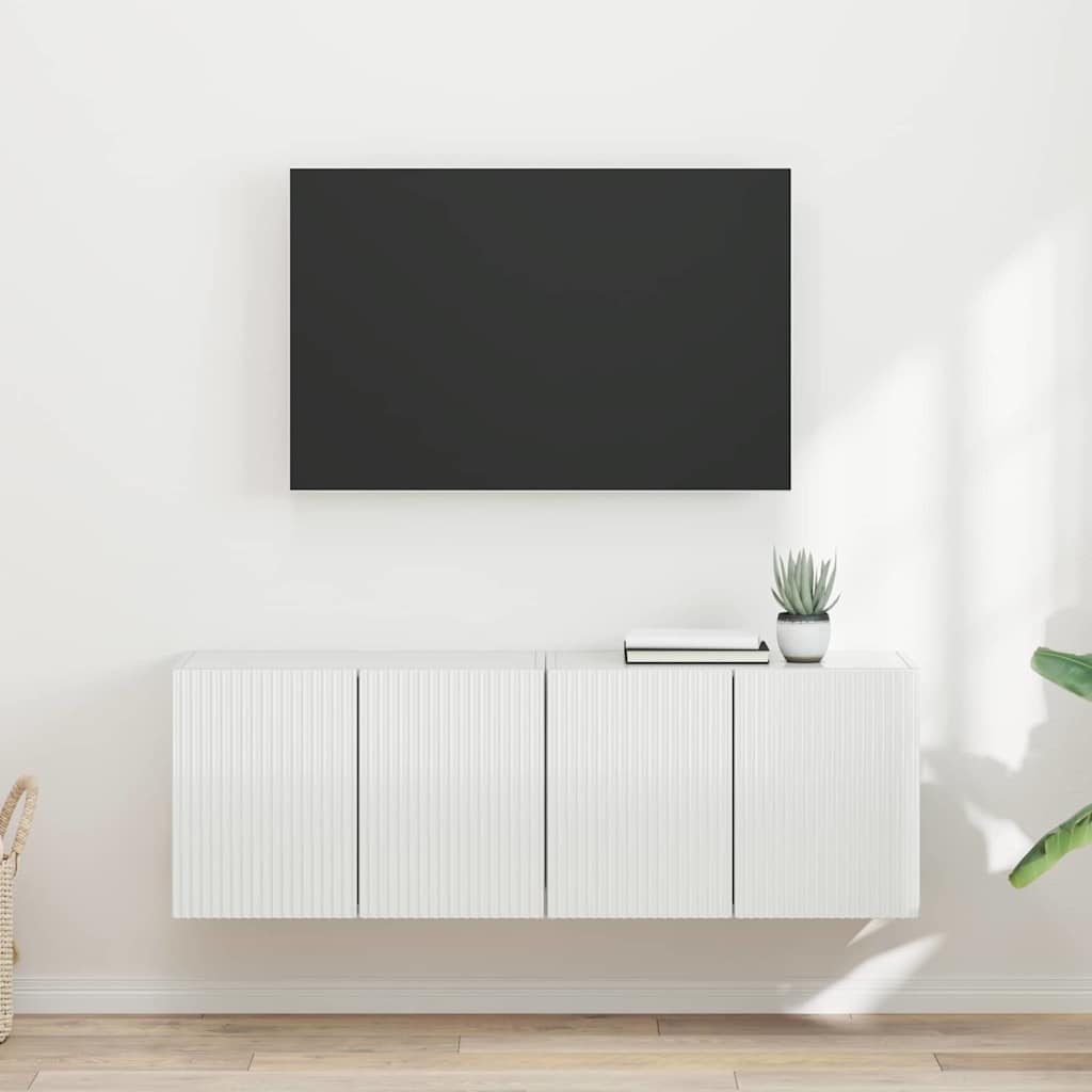 TV zidni ormar Zidne 2 pcs Visoki sjaj bijela 59,5 x 31 x 40 cm
