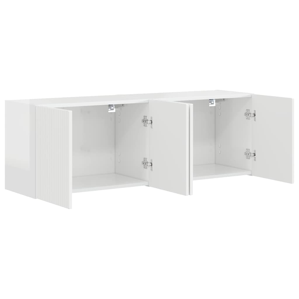 TV zidni ormar Zidne 2 pcs Visoki sjaj bijela 59,5 x 31 x 40 cm