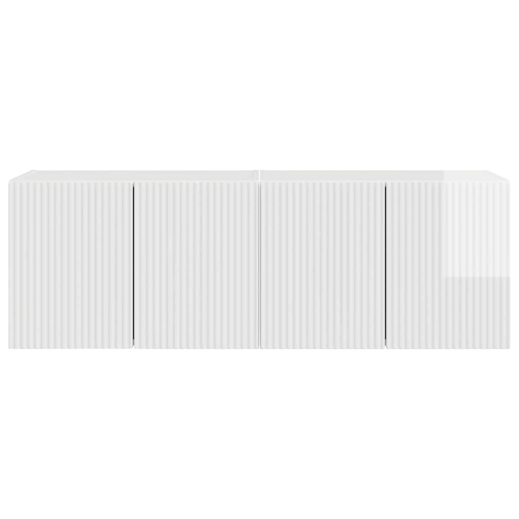 TV zidni ormar Zidne 2 pcs Visoki sjaj bijela 59,5 x 31 x 40 cm