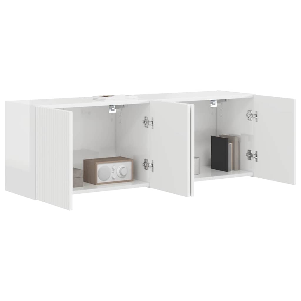 TV zidni ormar Zidne 2 pcs Visoki sjaj bijela 59,5 x 31 x 40 cm