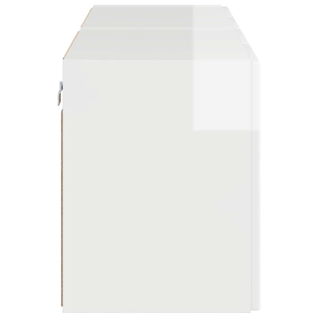 TV zidni ormar Zidne 2 pcs Visoki sjaj bijela 59,5 x 31 x 40 cm