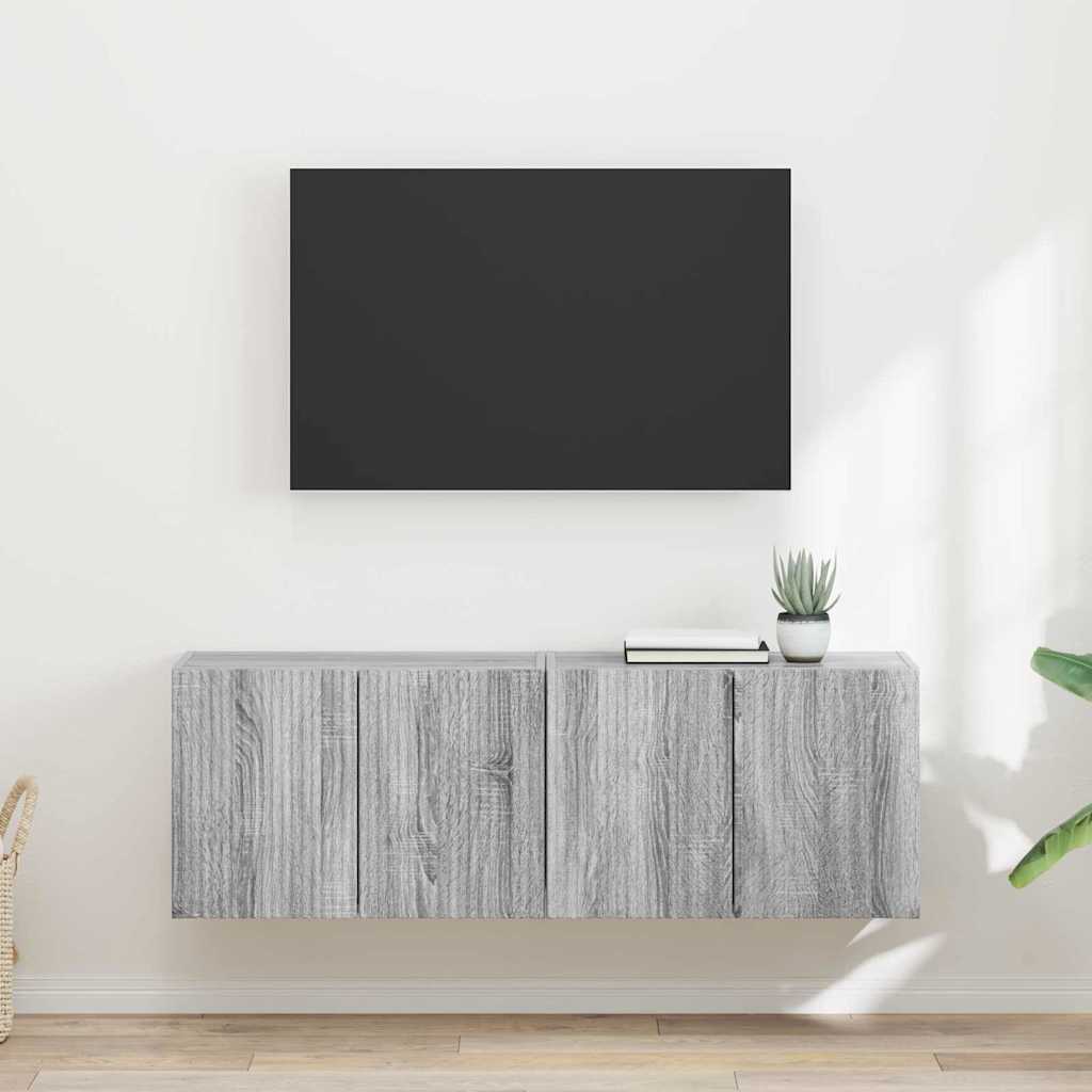TV zidni ormar Zidne 2 pcs Siva Sonoma 59,5 x 31 x 40 cm