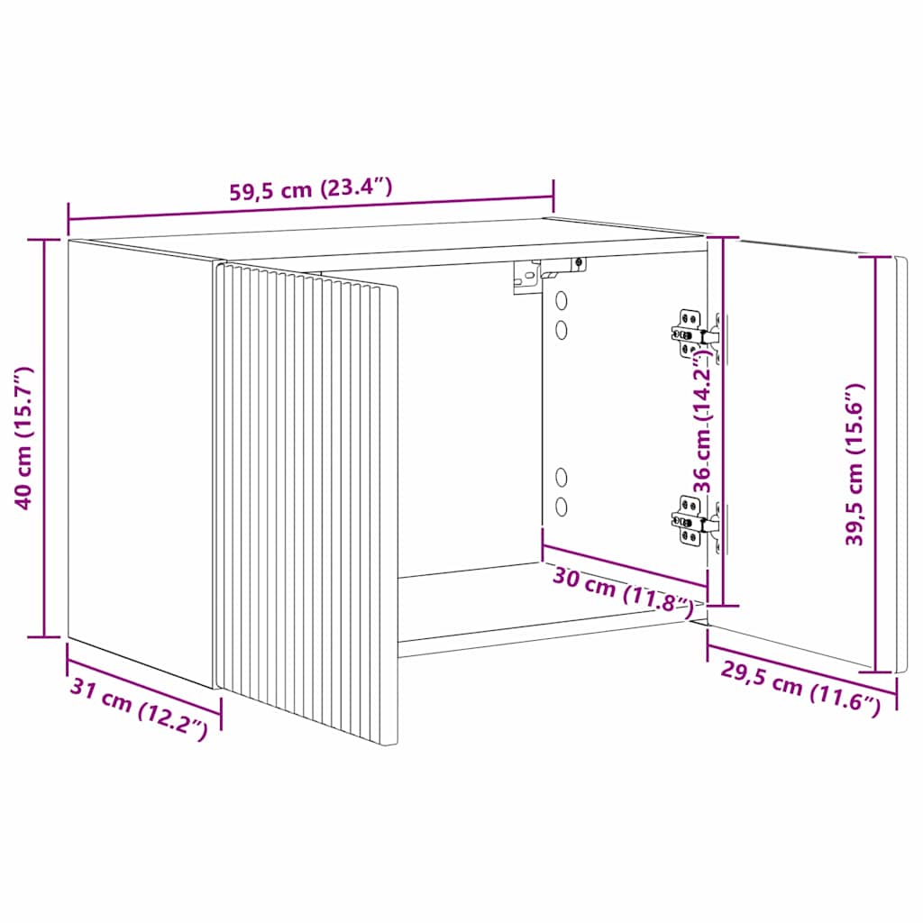 TV zidni ormar Staro drvo 59,5 x 31 x 40 cm Konstruirano drvo