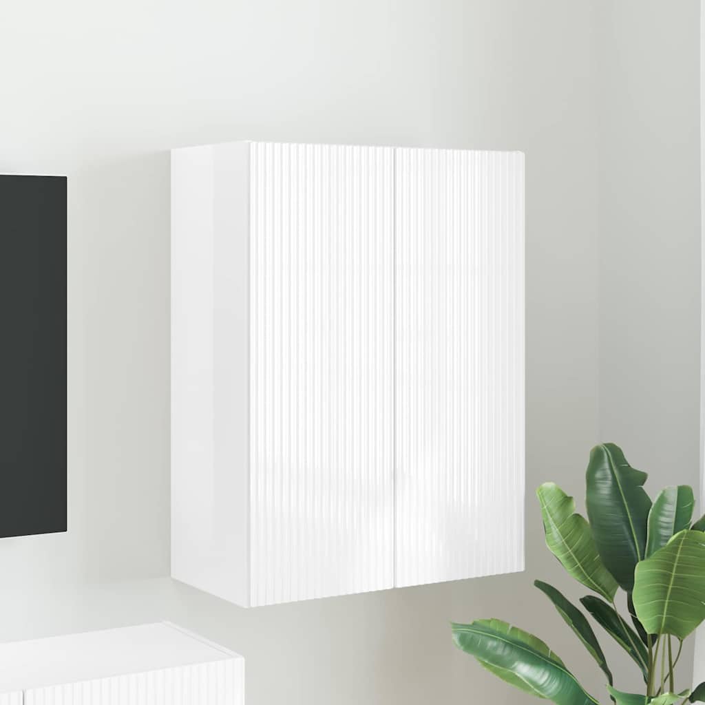 TV zidni ormar Zidne Visoki sjaj bijela 59,5 x 31 x 80 cm