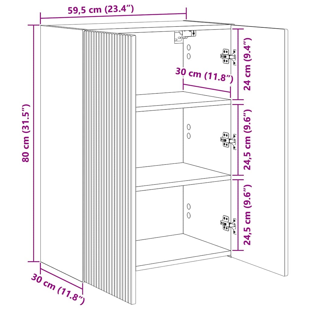 TV zidni ormar Zidne Umjetnički hrast 59,5 x 31 x 80 cm