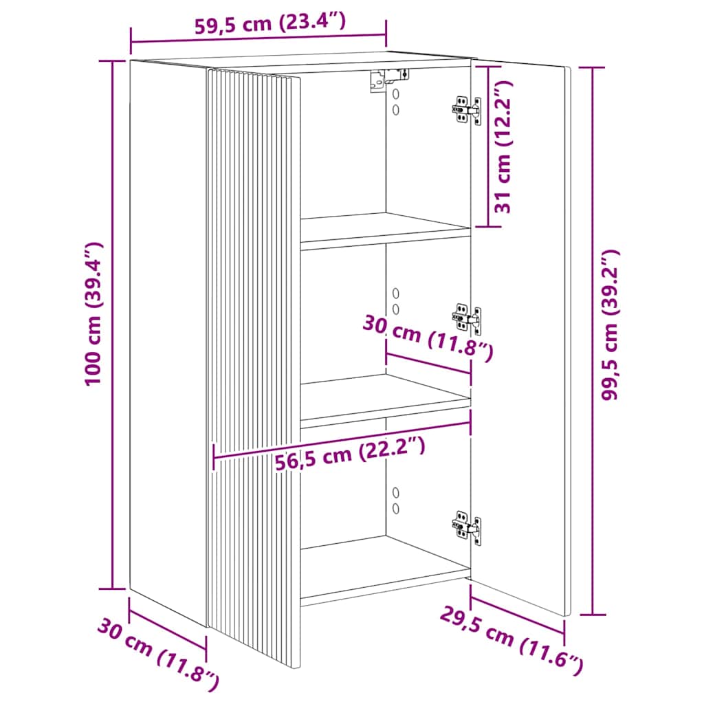 TV zidni ormar Zidne Sonoma hrast 59,5 x 31 x 100 cm