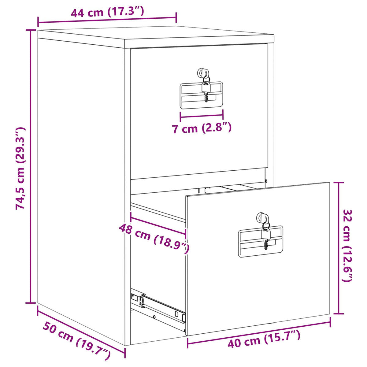 Kabinet za datoteke s ladicama Antracit 44 x 50 x 74,5 cm