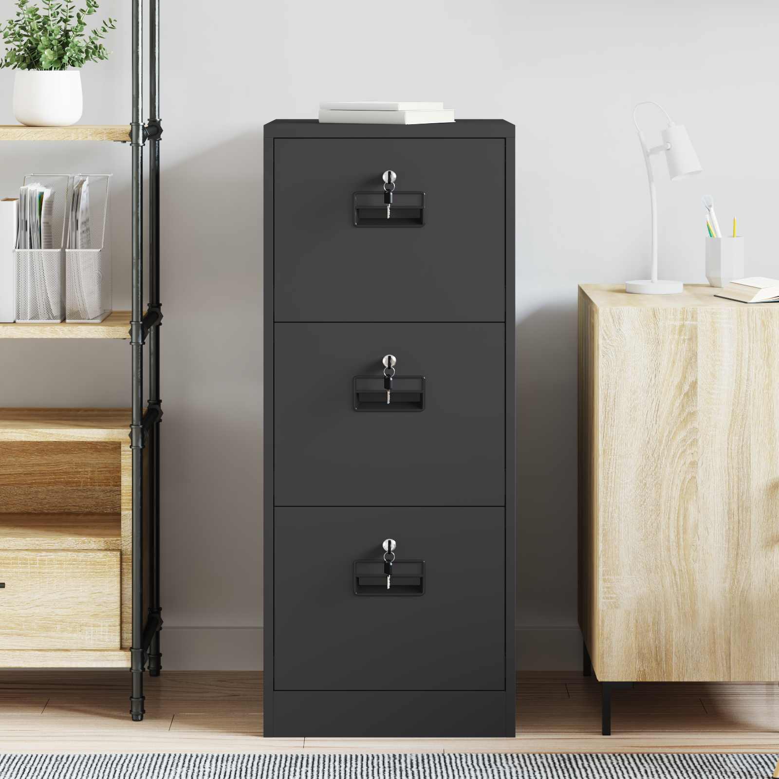 Kabinet za datoteke s ladicama Crna 44 x 50 x 106.5 cm