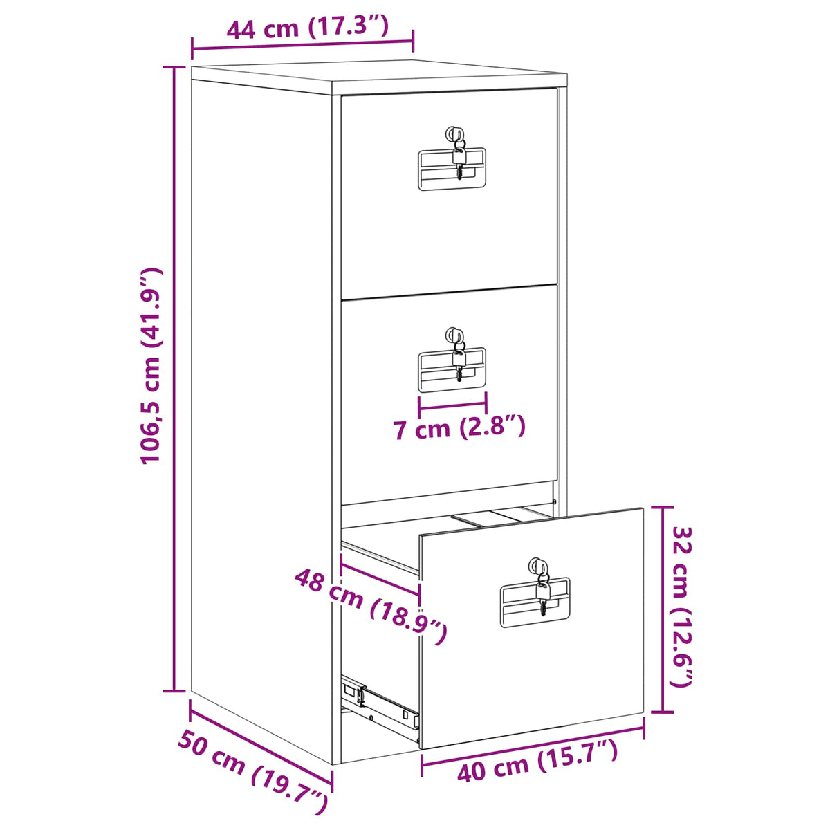 Kabinet za datoteke s ladicama Antracit 44 x 50 x 106.5 cm