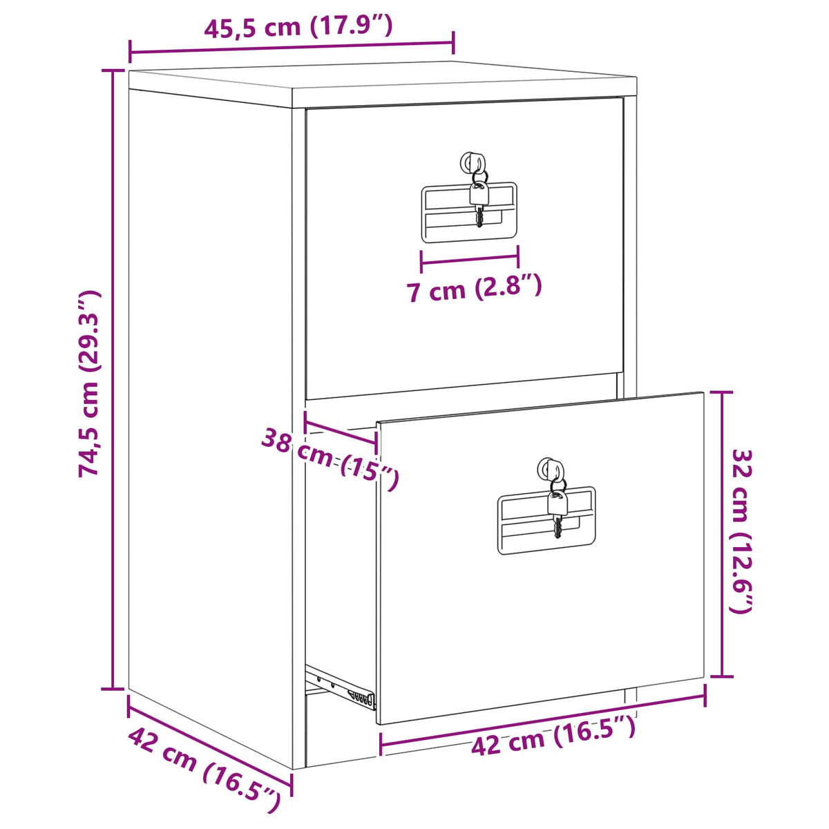 Kabinet za datoteke s ladicama Antracit 45,5 x 42 x 74,5 cm