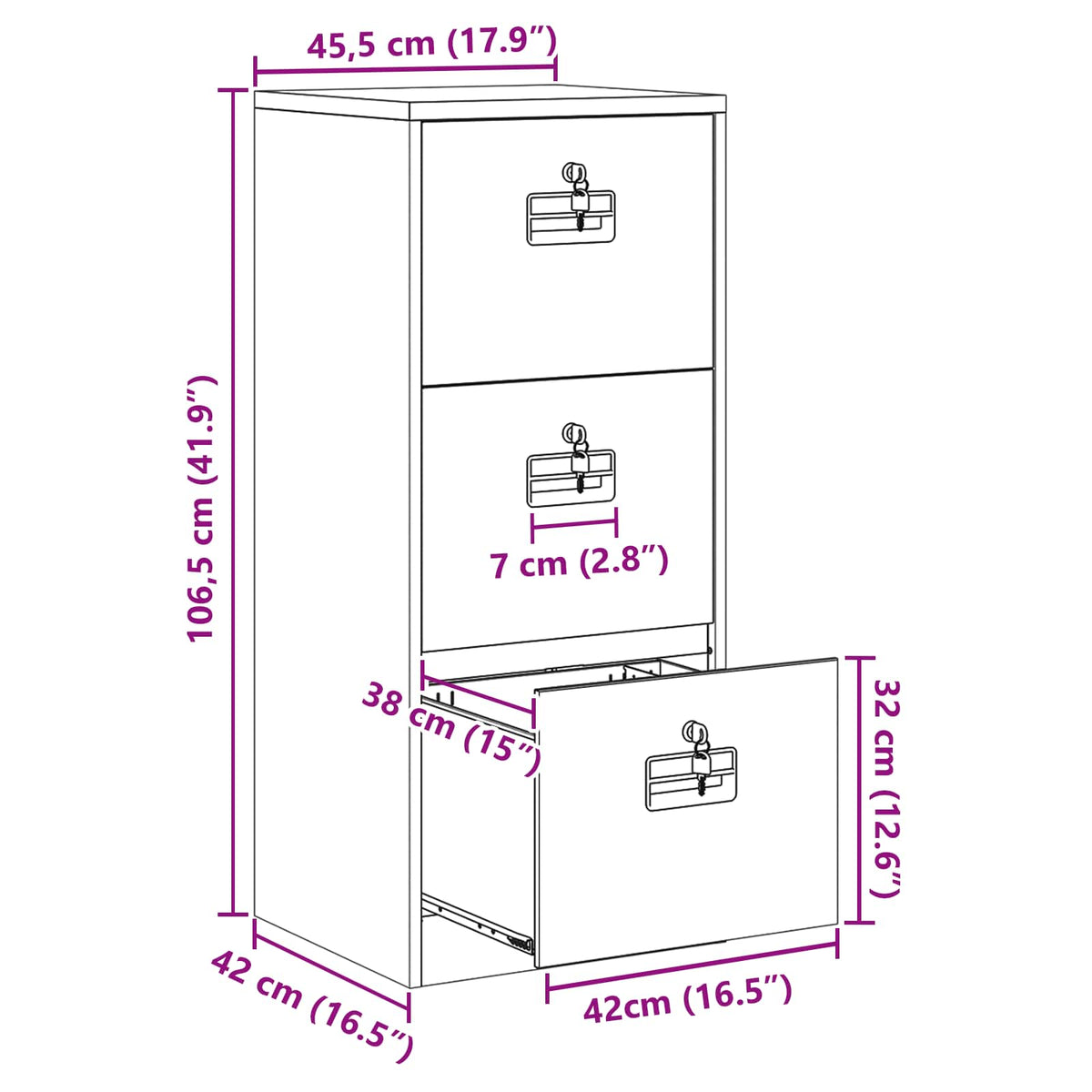 Kabinet za datoteke s ladicama Crna 45,5 x 42 x 106,5 cm