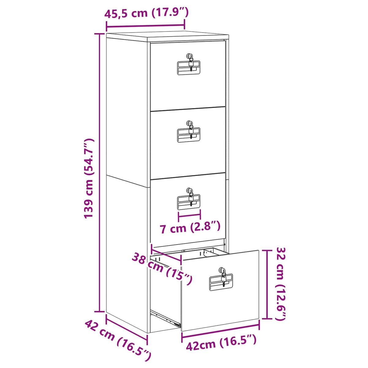 Kabinet za datoteke s ladicama Ružičasta 44 x 50 x 106.5 cm