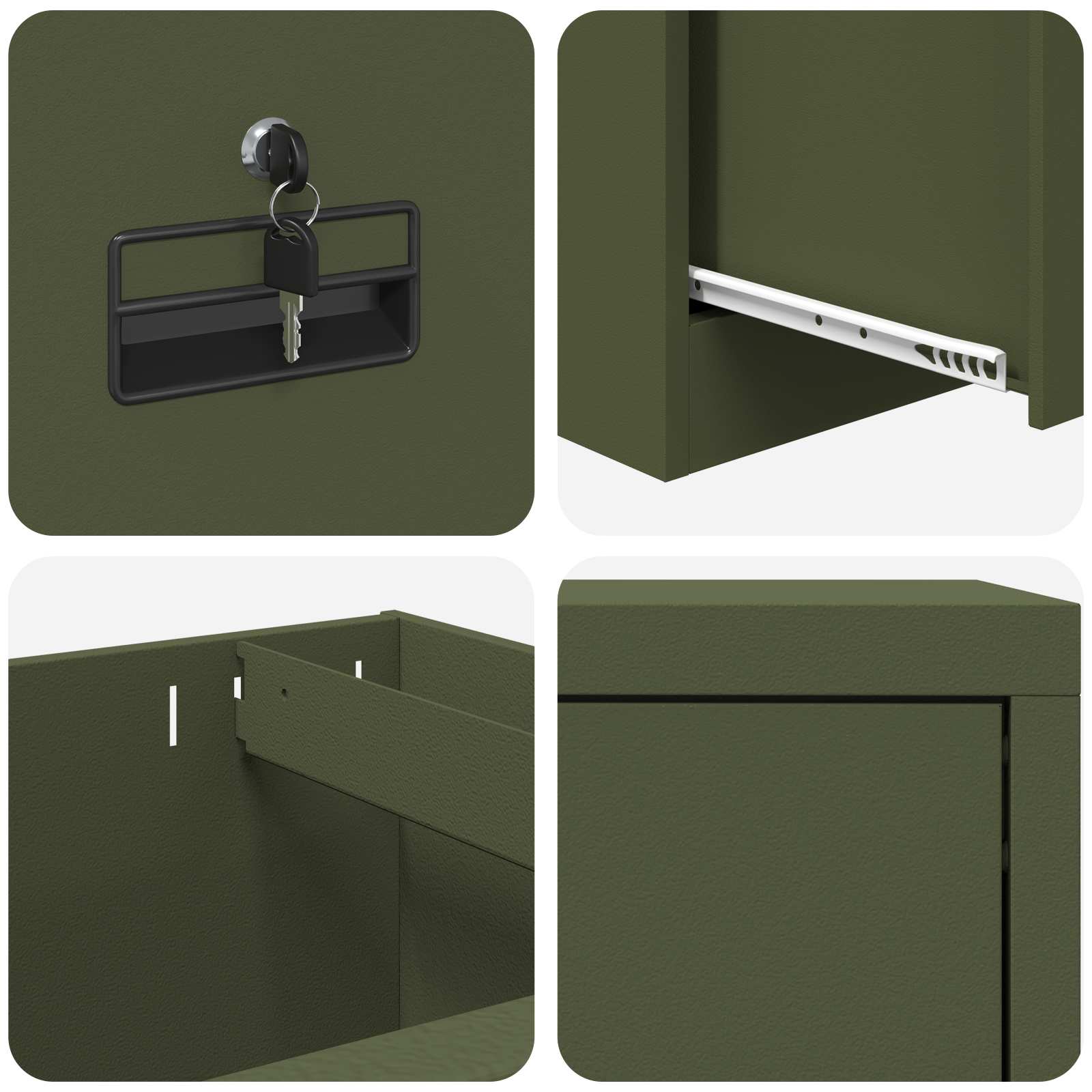 Kabinet za datoteke Maslinasto zelena 45,5 x 42 x 139 cm