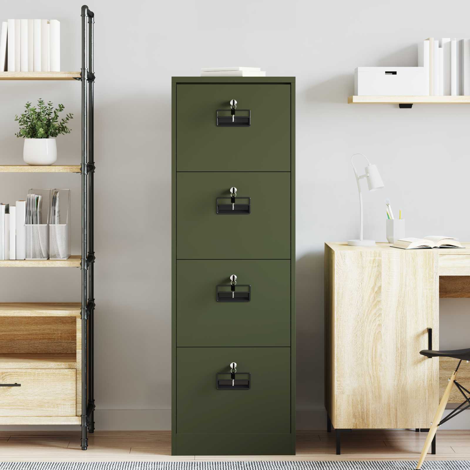 Kabinet za datoteke Maslinasto zelena 45,5 x 42 x 139 cm