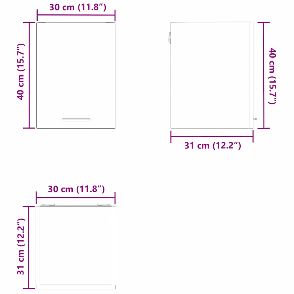 Viseći ormarić 2 pcs Umjetnički hrast i bijela 30 x 31 x 40 cm
