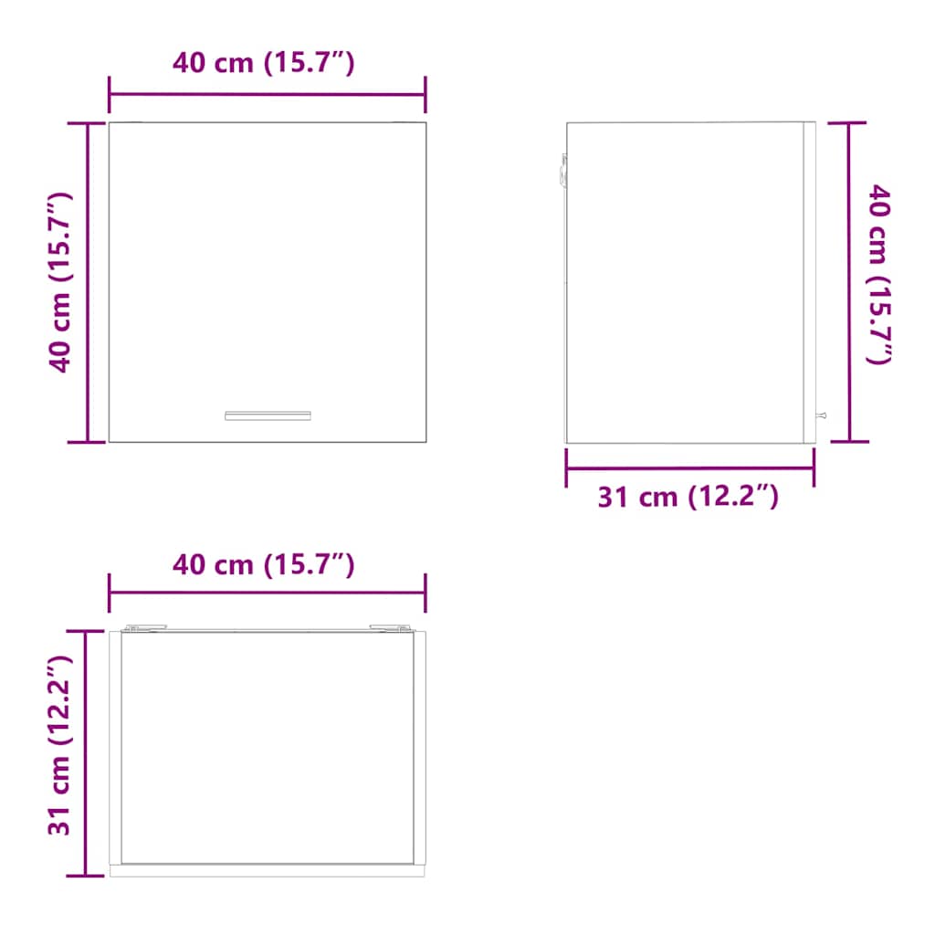Viseći ormarić 2 pcs Dimljeni hrast i bijela 40 x 31 x 40 cm