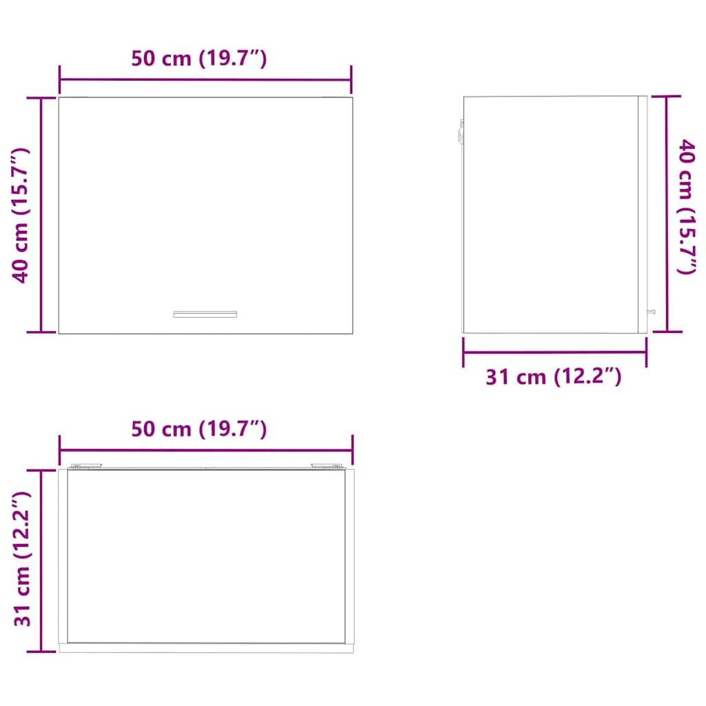 Viseći ormarić 2 pcs Stari drvo i bijela 50 x 31 x 40 cm
