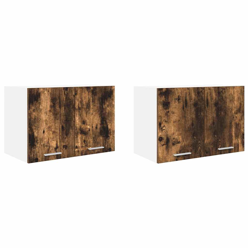 Viseći ormarić 2 pcs Dimljeni hrast i bijela 60 x 31 x 40 cm