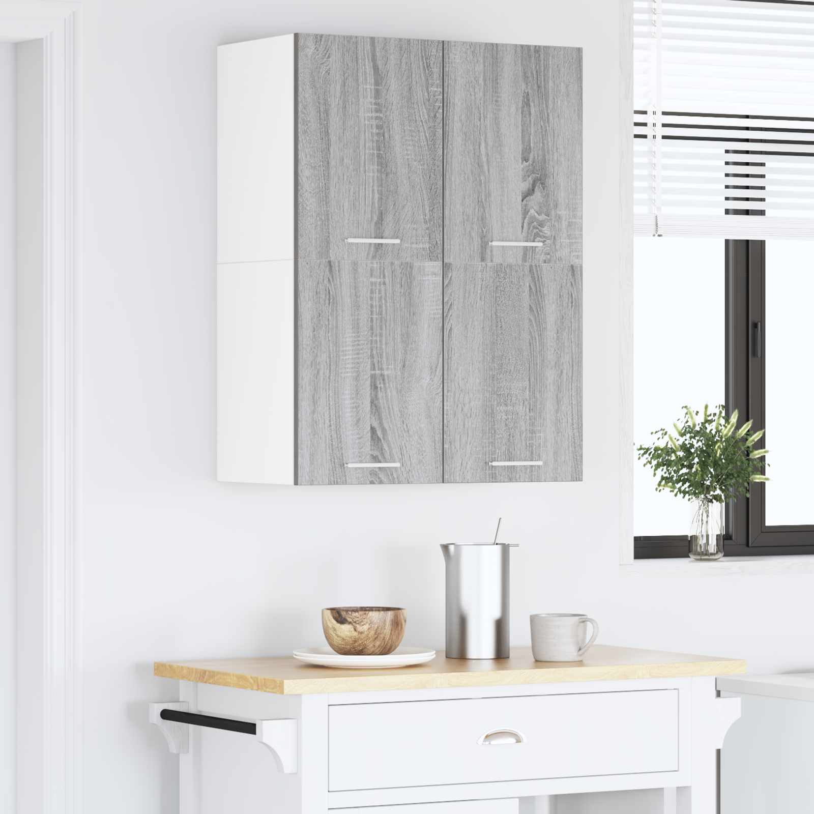 Viseći ormarić 2 pcs Siva Sonoma i bijela 60 x 31 x 40 cm