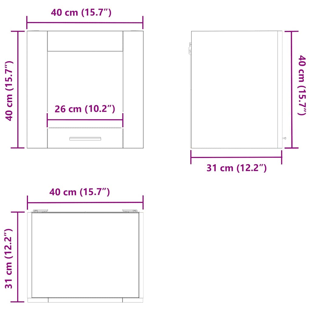 Viseći ormarić s pohranom 2 pcs Staro drvo 40 x 31 x 40 cm