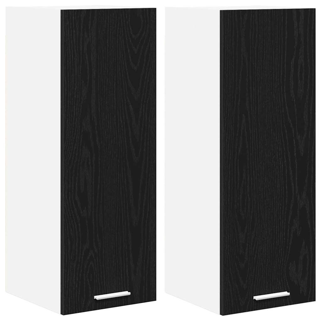 Viseći ormarić 2 pcs Crni hrast i bijela 30 x 31 x 80 cm