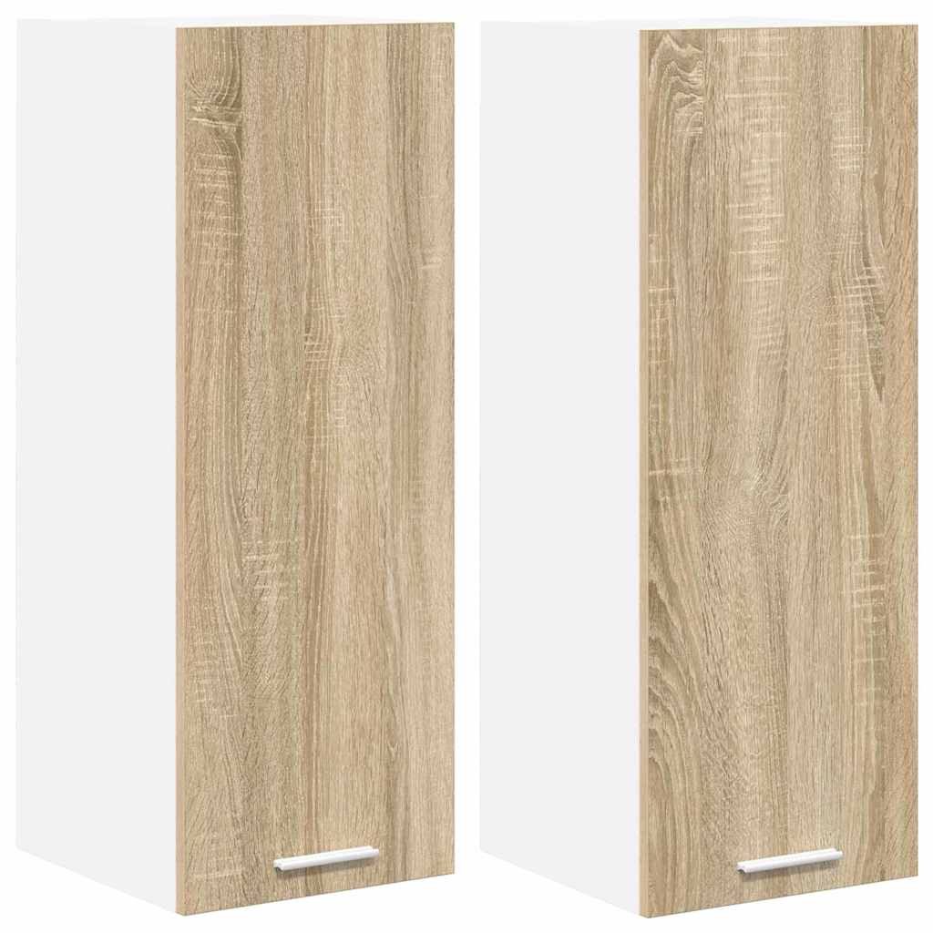Viseći ormarić 2 pcs Sonoma hrast i bijela 30 x 31 x 80 cm