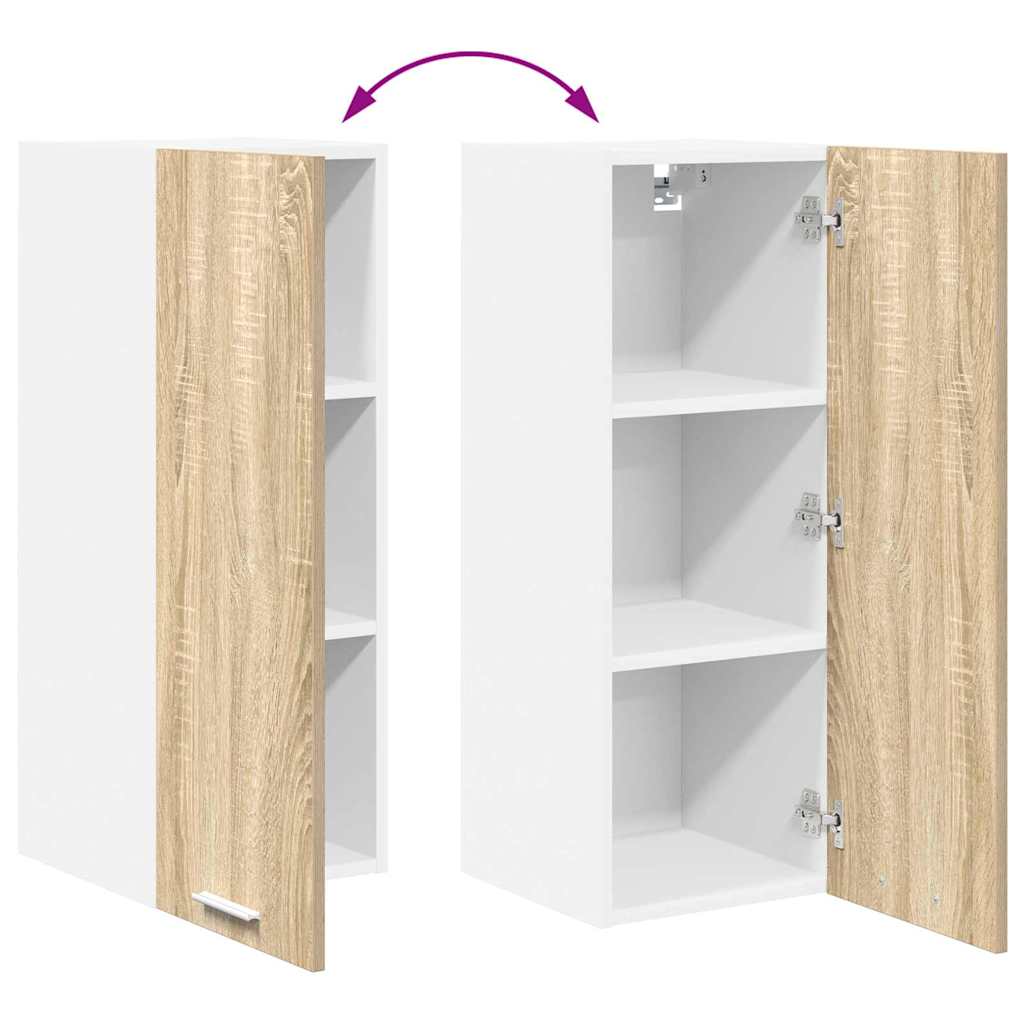 Viseći ormarić 2 pcs Sonoma hrast i bijela 30 x 31 x 80 cm
