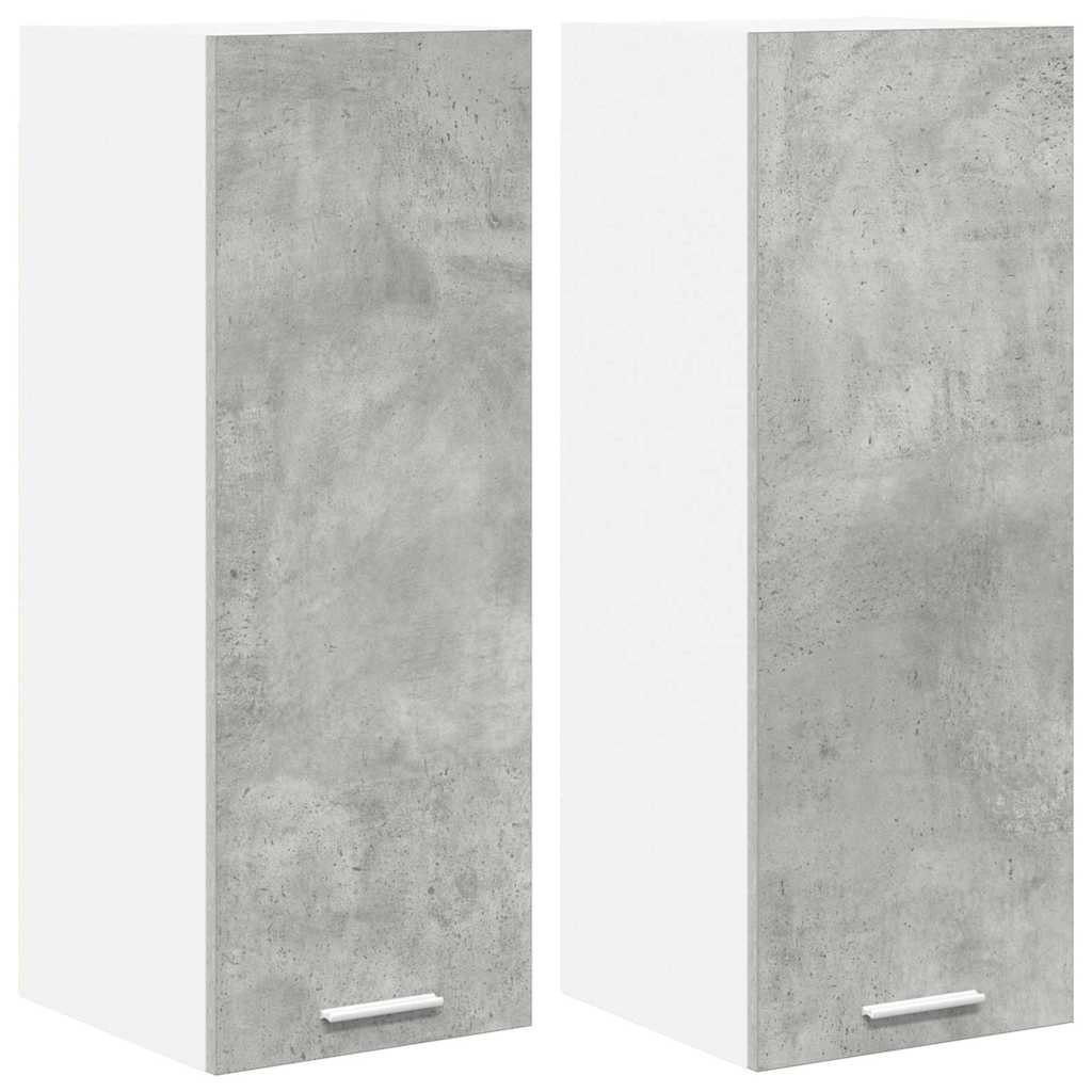 Viseći ormarić 2 pcs Beton siva i bijela 30 x 31 x 80 cm