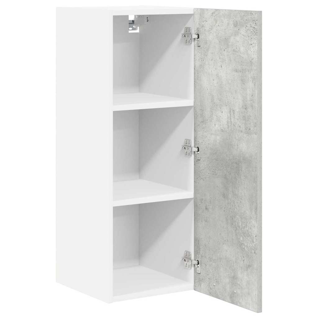 Viseći ormarić 2 pcs Beton siva i bijela 30 x 31 x 80 cm