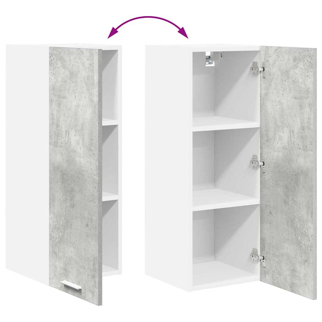 Viseći ormarić 2 pcs Beton siva i bijela 30 x 31 x 80 cm
